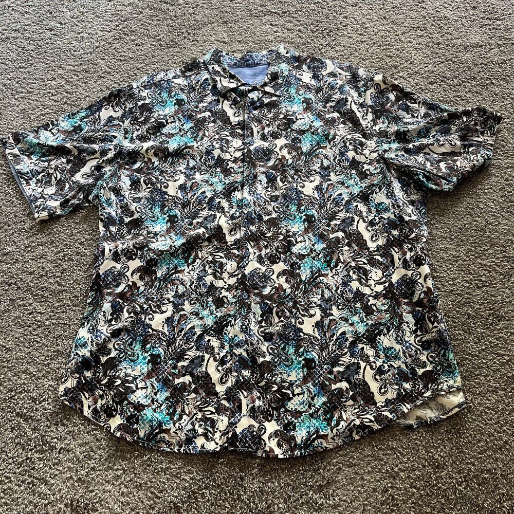 Robert Graham Deville Sport Shirt Short Sleeve Button Up Floral Print Mens 3XL-T